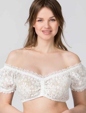 Dirndlbluse Katya (creme, Gr. 42) von für Damen, Dirndlblusen, 90% Polyamid, 10% Elastan
