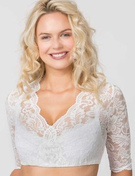 Dirndlbluse Mia (weiss, Gr. 38) von für Damen, Oberteile, 90% Polyamid, 10% Elastan