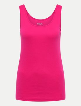 Basic Top Linda Xxl Unifarben,Baumwolle,Damen,Rundhals,Regular Fit,Pink,Ärmellos,Basic