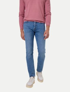 Regular-Fit Jeans Lyon 38 32 Regular Fit,Unifarben,Baumwolle,Casual,Blau,Herren,Mittel,Knöchellang