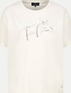 T-Shirt mit glitzernden Schmuckschrift Weiß 44
