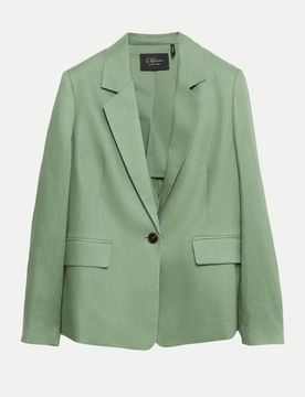 BLACK LABEL Leinenblazer mit Reverskragen Grün 36