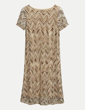 BLACK LABEL Kleid mit Zick-Zack-Muster Beige 36