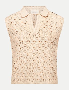 Cartoon Lochstrick-Shirt Beige 42