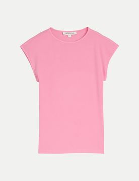 Slim Fit T-Shirt mit Rippstruktur Rosa M