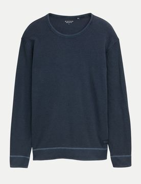 Langarmshirt mit Waffelstruktur Blau XL