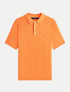 Regular-Fit Strick-Poloshirt Orange XXL
