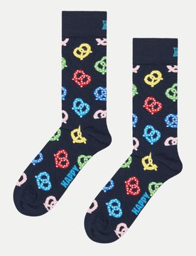 Socken Pretzel 36-40 Herren,Baumwolle,Damen,Blau,Basic,Allover-Print,Alle