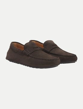 Black Pennyloafer aus Velourleder Braun 43