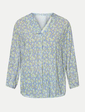 Bluse Mit Allover-Print 38 Blau,Regular Fit,Casual,Damen,Viskose,V-Ausschnitt,3-4 Arm,Allover-Print