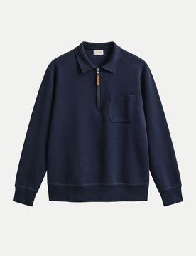 Sweatshirt mit Polokragen Blau L