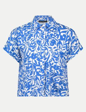 Hemdbluseaus Leinen-Mix Blau 44