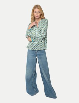 Bluse mit V-Ausschnitt Mehrfarbig 40