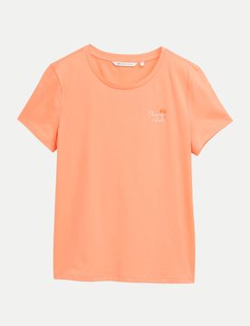 T-Shirt mit Stickerei auf der Brust Orange XL