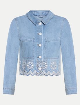 Jeansjacke mit Stickerei Blau 42