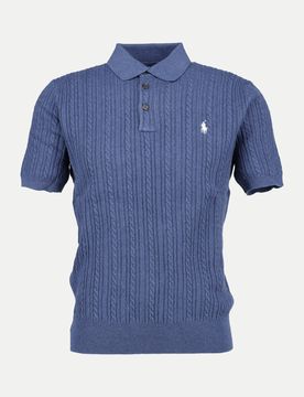 Polo Halbarm Strickpolo Blau S