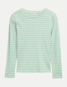 Langarmshirt mit Streifen Grün S