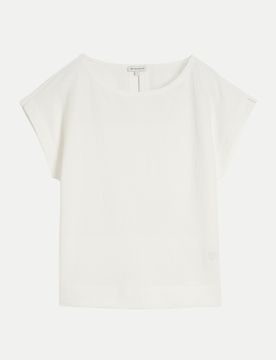 T-Shirt boatneck structured Weiß XL