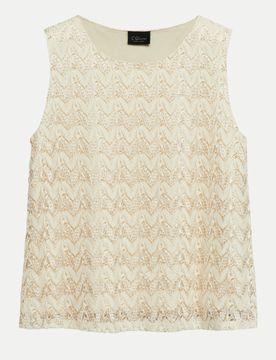 BLACK LABEL T-Shirt mit Ajourmuster Beige 36
