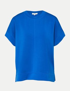 Red Label Sweatshirt In Unifarben S.Oliver Red Label 38 Rundhals,Unifarben,Kurz,Casual,Blau,Regular Fit,Damen,Modal