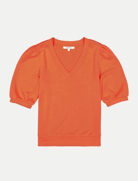 Kurzarm-Sweatshirt mit Ballonärmeln Orange S