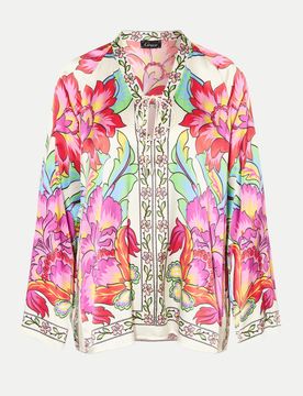 Bluse mit Allover Blumenprint Mehrfarbig M