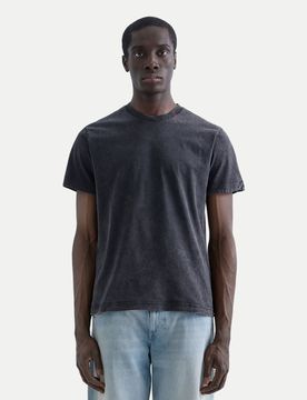 T-Shirt mit Wascheffekt Schwarz 3XL