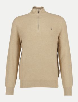 Polo Strick-Troyer mit Logo-Stick Beige S