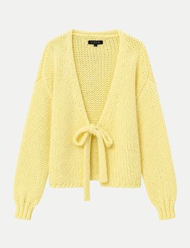 Strickjacke mit Bindeband Gelb M