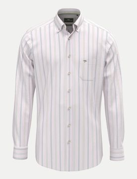 Casual-Fit Hemd Gestreift Washed Oxford Weiß M