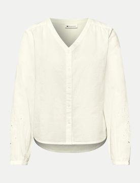 Bluse mit Stickerei Weiß 40
