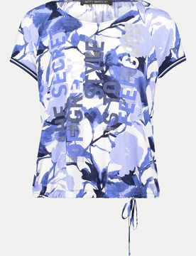 T-Shirt mit Kordelzug am Saum Blau 40