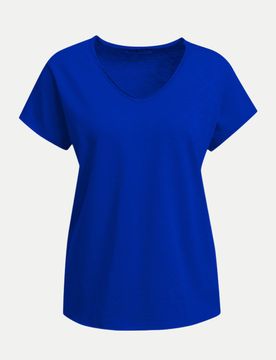 T-Shirt mit V-Ausschnitt Blau M