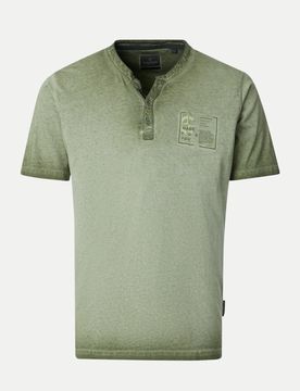 T-Shirt mit Henleyausschnitt Grün XXL