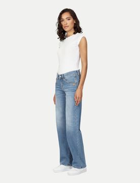 Jeans River Straight Fit 32 Unifarben,Baumwolle,Casual,Blau,Damen,Niedrig,Straight Leg