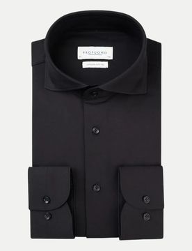 Slim-Fit Hemd Japanese Knitted Schwarz 40