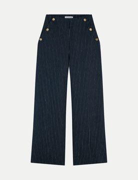 Nadelstreifenhose mit Knopfdetails Blau 40