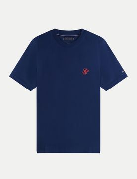 T-Shirt mit Logo-Stickerei Blau M