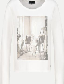 Langarmshirt mit Atelier-Druck Weiß 36