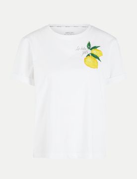 Cain Baumwollshirt mit Zitronen Weiß 42