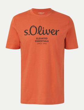 RED LABEL T-Shirt mit Label-Print Orange S