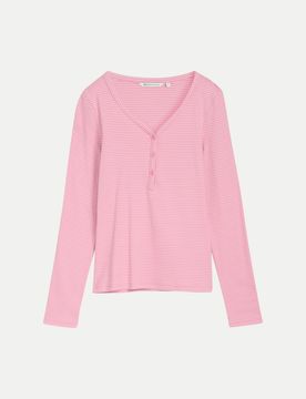 Langarmshirt mit Streifenmuster Rosa M