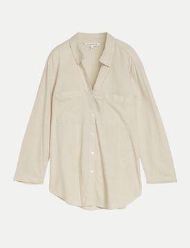 Blouse shirt with linen Beige 44
