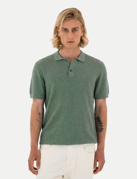 Poloshirt in Rippstruktur Grün L