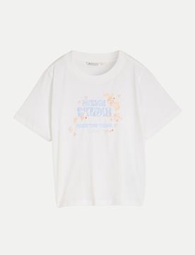 T-Shirt mit Stickerei Weiß M