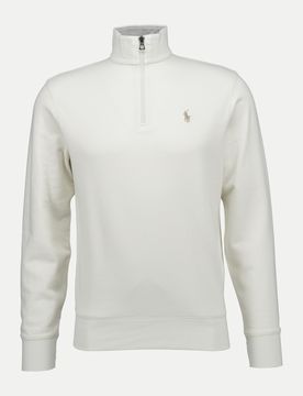 Polo Sweatshirt mit Troyerkragen Weiß L