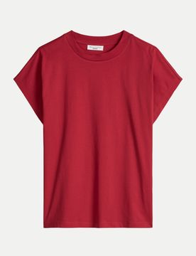 Marc O' Polo Basic T-Shirt Marc O''Polo Denim L Damen,Regular Fit,Rundhals,Baumwolle,Unifarben,Kurz,Basic,Rot