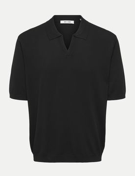 Gestricktes Poloshirt Schwarz XL