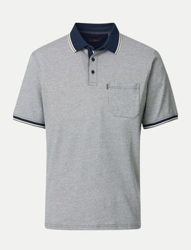 Basic Poloshirt M Baumwolle,Casual,Herren,Grau,Allover-Print,Polokragen,Casual Fit,1-2 Arm