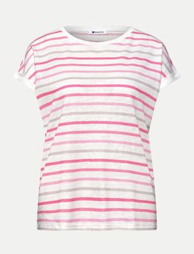 T-Shirt mit Streifenmuster Weiß 42